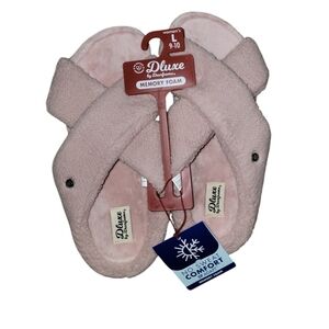 Deluxe by Dearfoams Women's Pink Memory Foam Slippers